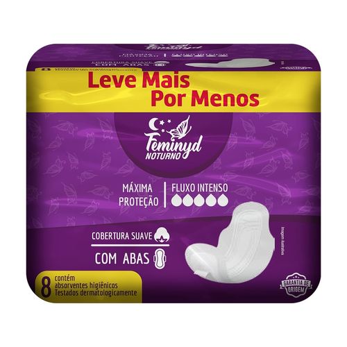 Absorvente Feminyd Com Abas Suave Noturno Leve+Pague- 8 Unidades