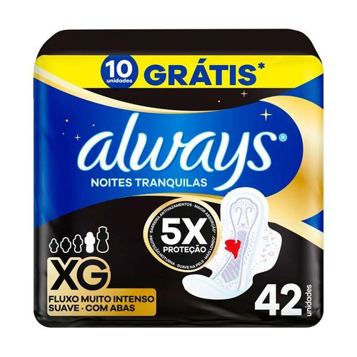 Absorvente Always Noites Tranquilas XG Suave Com Abas 42 Unidades