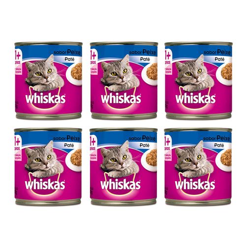 Kit 6 Ração Gato Whiskas Peixe Lata 290g cada