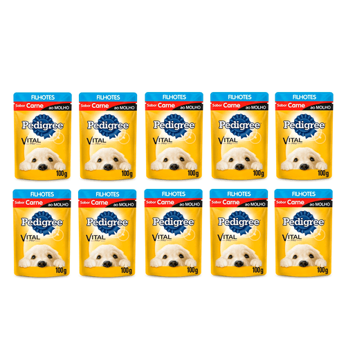 Kit 10 Racao Pedigree Sch 100g Filhote Carne Cada