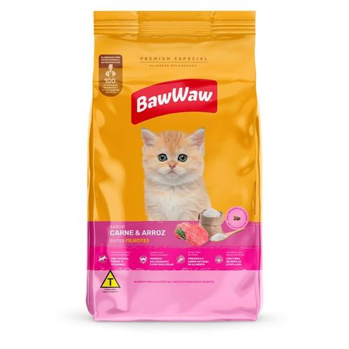 Ração Baw Waw Gato Filhote Sabor Carne e  Arroz 900g