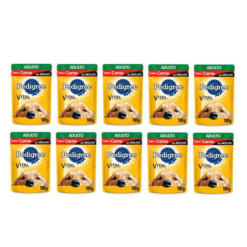 Kit 10 Racao Pedigree Sch 100g Carne Racas Media/grande Cada.