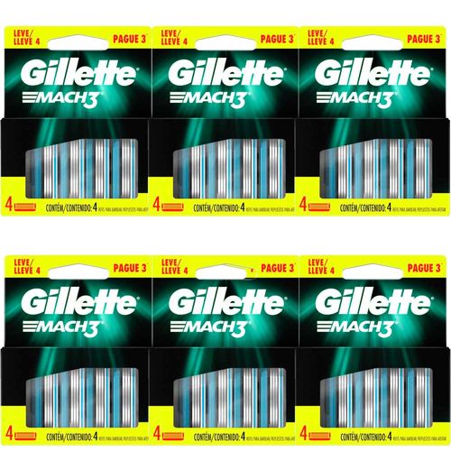 Kit 6 Carga Gillete Mach3 4 Unidades cada