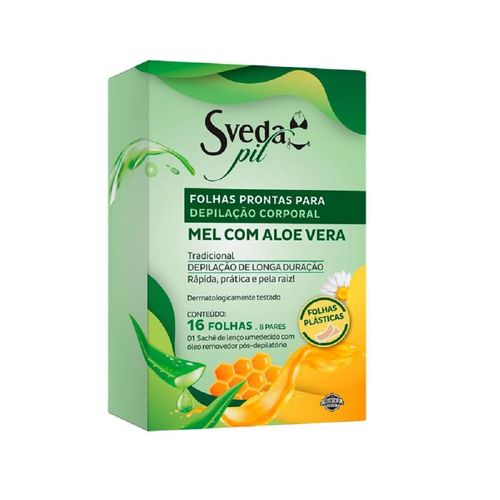 Folhas Depilatórias Sveda Pil Corporal Mel e Aloe Vera 16 Unidades