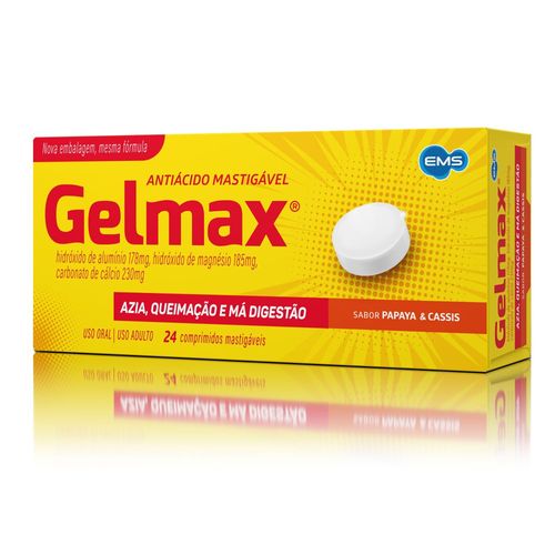 Gelmax Mastigáveis Papaia Cassis 24 Comprimidos