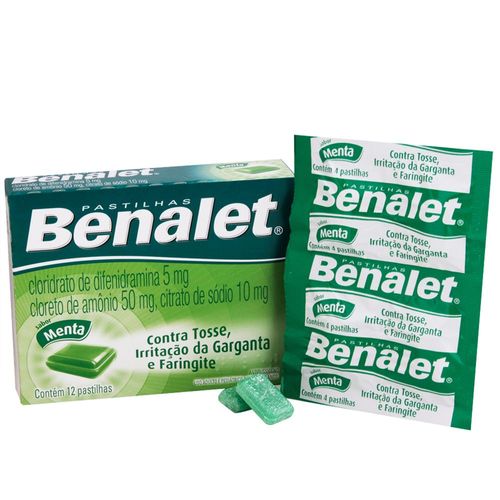 Benalet 5 + 50 + 10mg Menta 12 Pastilhas