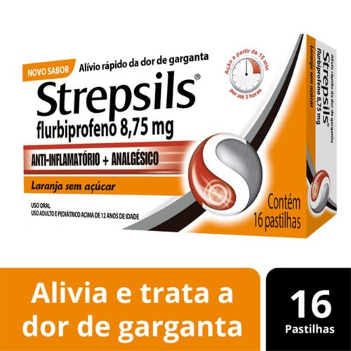 Strepsils 8,75mg Laranja 16 Pastilhas
