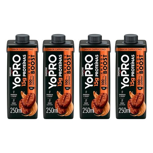 Kit 4 Bebida Yopro 15G Energy Boost 250ml Cappucinno cada