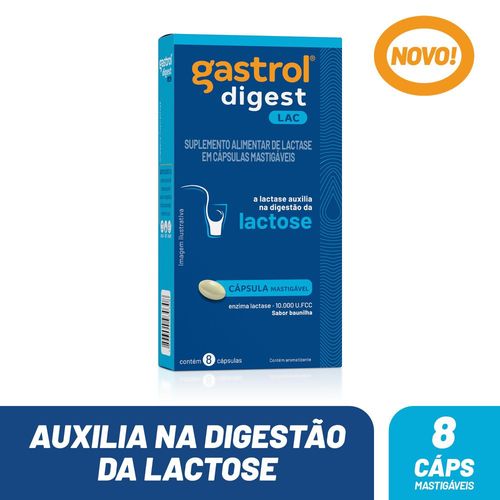 Gastrol Digest Lac 10.000UI Sabor Baunilha 8 Cápsulas