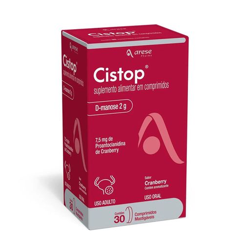 Cistop D-manose 2g Sabor Cranberry 30 Comprimidos Mastigáveis