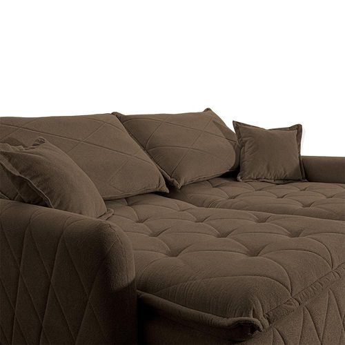 Sofá 3 lugares Cama inBox Sublime com Assento Retrátil e Encosto Reclinável em Boucle - 200cm de Largura Marrom