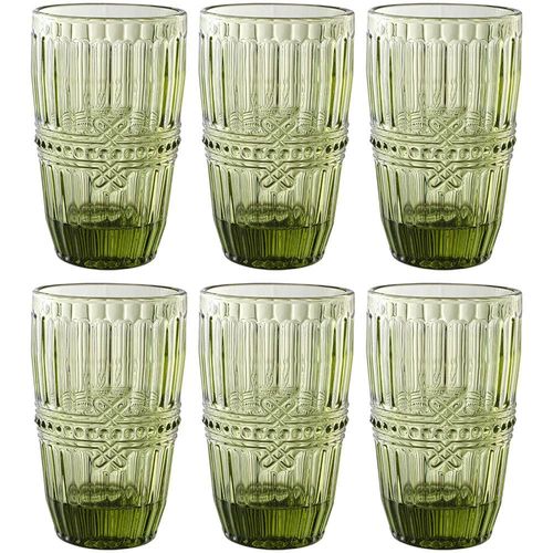 Conjunto de Copos L`Hermitage Fratello em Vidro Verde 355ml - 6 Peças