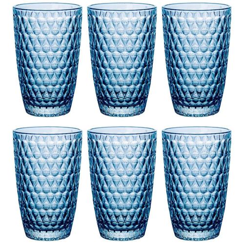 Conjunto de Copos L`Hermitage Amelie em Vidro Azul 355ml - 6 Peças