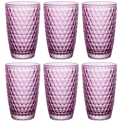 Conjunto de Copos L`Hermitage Amelie em Vidro Roxo 355ml - 6 Peças