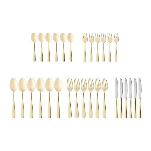 Faqueiro Wolff Pisa em Aço Inox Dourado - 30 Peças