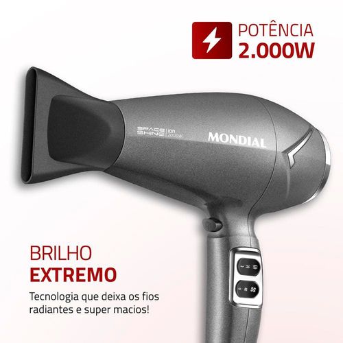 Secador de Cabelos Mondial Space Shine SC-20 2000W – Cinza 110V