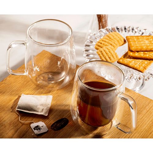 Conjunto 2 Copos Parede Dupla com Alça 350ml Borossilicato