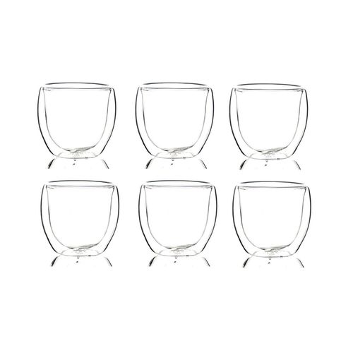 Conjunto 6 Copos de Chá Café Parede Dupla 80ml Borossilicato