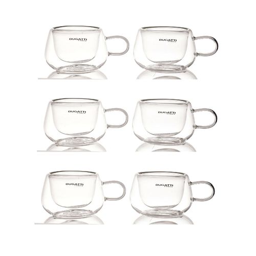 Conjunto 6 Xícaras Chá com Alça 200ml Parede Dupla Bugatti