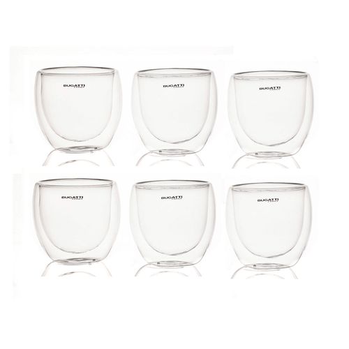 Conjunto 6 Copos de Café de Vidro Parede Dupla 80ml Bugatti