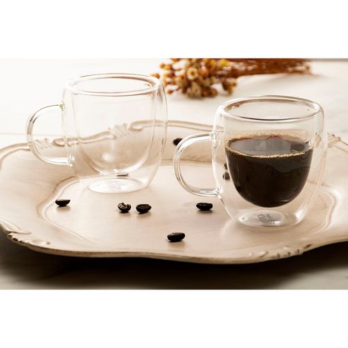 Conjunto 2 Xícaras Café com Alça e Parede Dupla  150ml