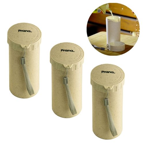 Kit 3 Copos Ecológicos Tampa Vitamina Chá Shake 250ml Prana