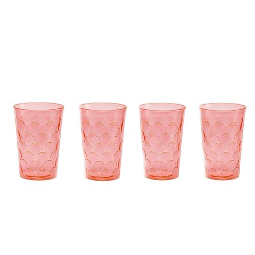Jarra Acrílico com 4 Copos Agua Suco Gelo  Rosa Decorativo