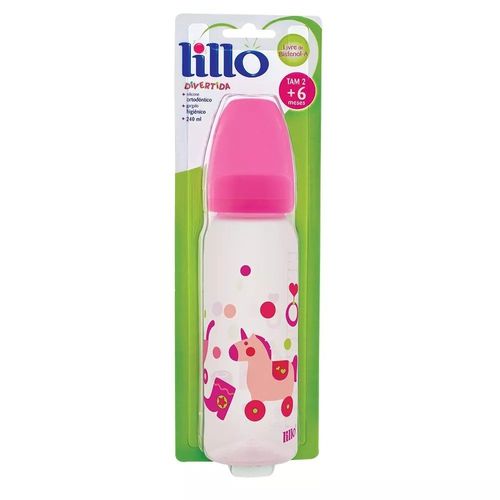 Mamadeira Lillo Divertida Silicone Rosa 240ml