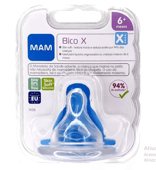 Bico de Mamadeira Mam X Fluxo Super Rápido 6+ meses com 1 Unidade