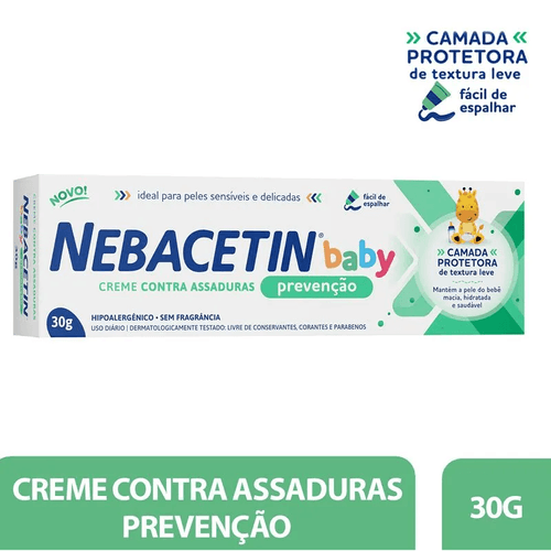 Creme para Assadura Nebacetin Baby Prevenção Pele Sensível e Delicada 30g