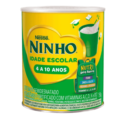 Leite em Pó Semidesnatado Ninho Idade Escolar 4 a 10 Anos 750g