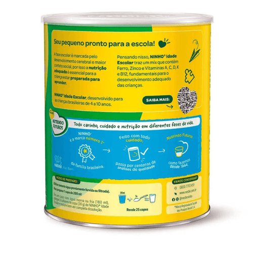 Leite em Pó Semidesnatado Ninho Idade Escolar 4 a 10 Anos 750g