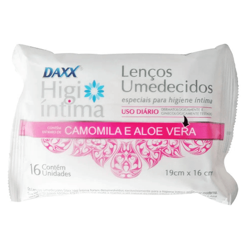 Toalha Umedecida Intimo Daxx Camomila Aloe Vera com 16 unidades