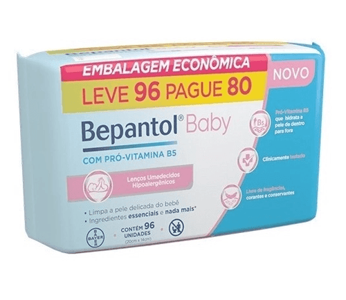 Toalhas Umedecidas Bepantol Baby com 96 Toalhinhas