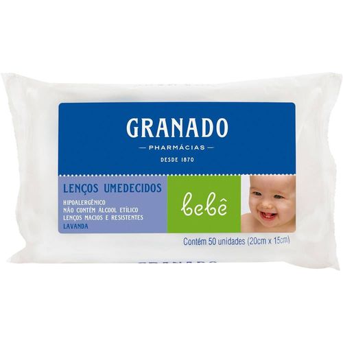 Lenço Umedecido Granado Bebê Lavanda com 50 unidades