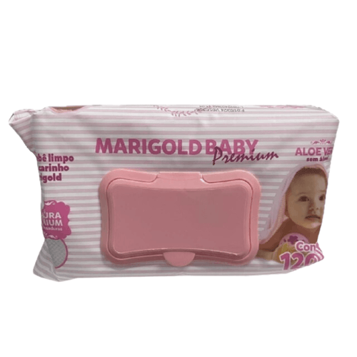 Toalha Umedecida Marigold Premium Rosa com 120 unidades