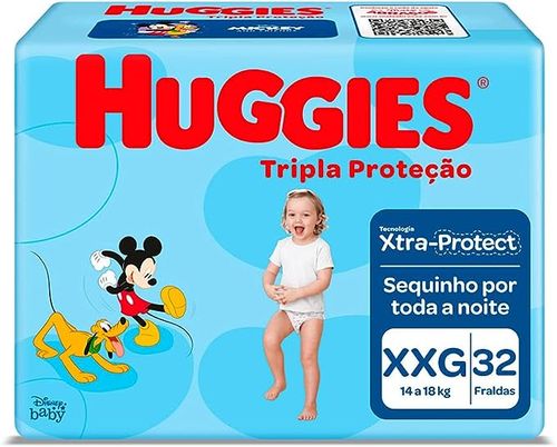 Fralda Huggies Disney Tripla Proteção Mega XXG com 32 Unidades