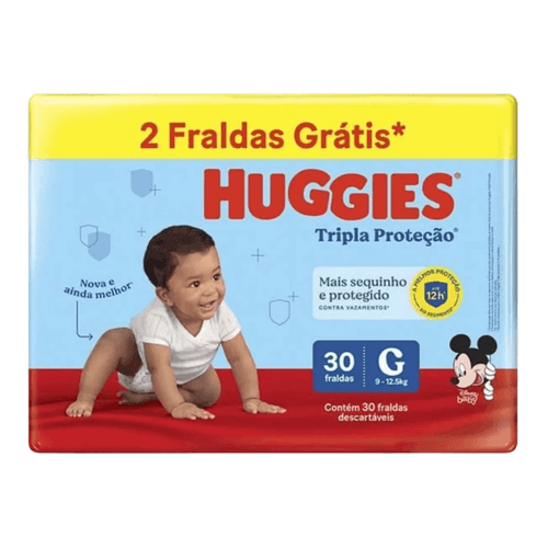 Fralda Huggies Tripla Proteção Meguinha G 30 unidades