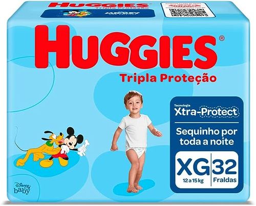 Fralda Huggies Disney Tripla Proteção Mega XG com 32 Unidades