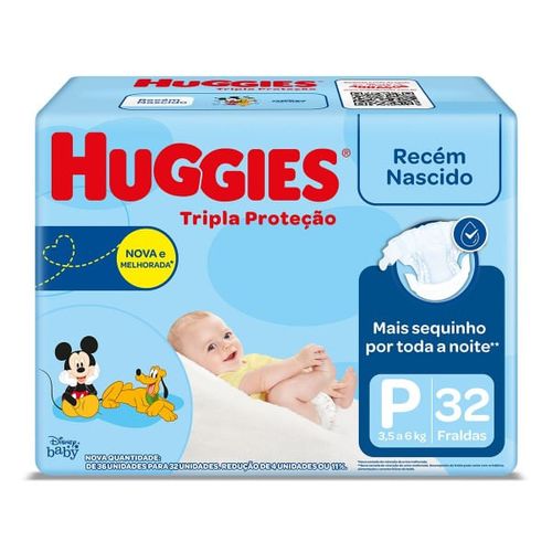 Fralda HuGGies Disney Tripla Protecao Jumbo P com 32 unidades