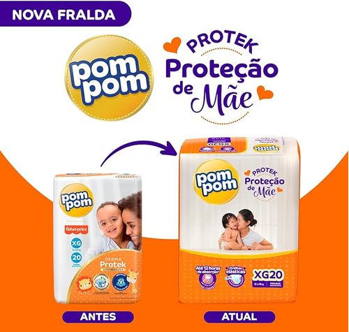 Fralda Pom Pom Protek Proteção de Mãe Jumbo xg com 20 Unidades