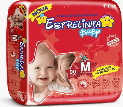 Fralda Estrelinha Hiper M c/90 Unidades