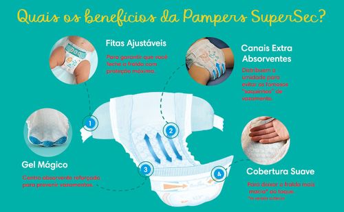 Fralda Pampers Supersec Mega XG com 22 unidades