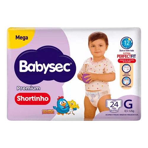 Fralda Babysec Shortinho Pants Galinha Pintadinha G com 24 unidades