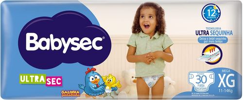 Fralda Babysec Ultrasec Mega Galinha Pintadinha XG com 30 unidades
