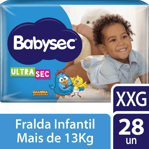 Fralda Babysec Ultrasec Mega Galinha Pintadinha XXG com 28 unidades