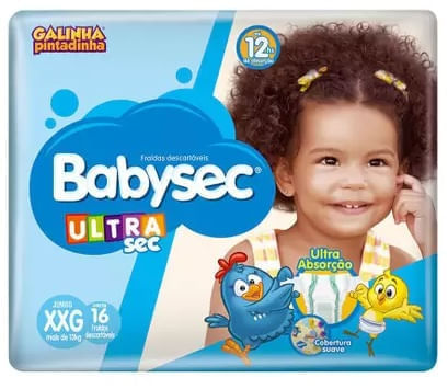 Fralda Babysec Ultrasec Jumbo Galinha Pintadinha Xxg com 16 unidades
