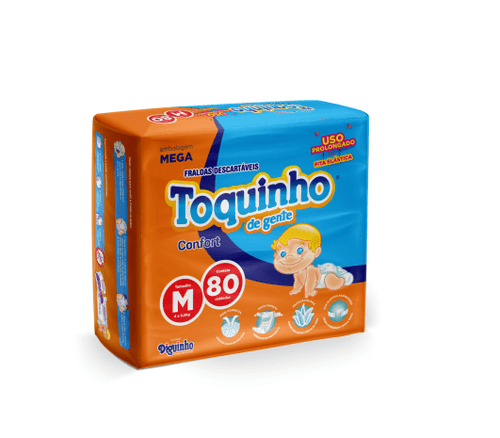 Fralda Toquinho de Gente M com 80 unidades