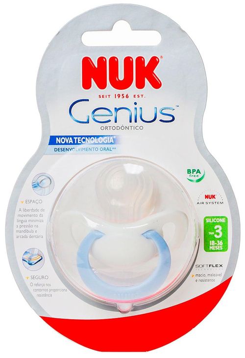 Chupeta Nuk Genius Silicone Ortodôntica Tamanho 3 (Diversas Estampas)