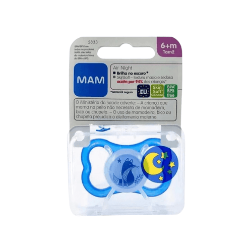 Chupeta Mam Night 6+ meses Azul com 1 Unidade (Diversas Estampas)